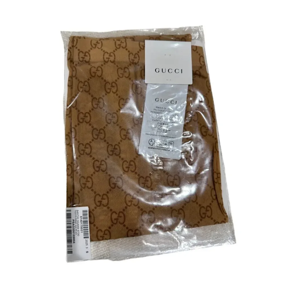 Gucci GG Logo Tights Beige Stretch Nylon Size Small | Fall Winter 2025 | NWT